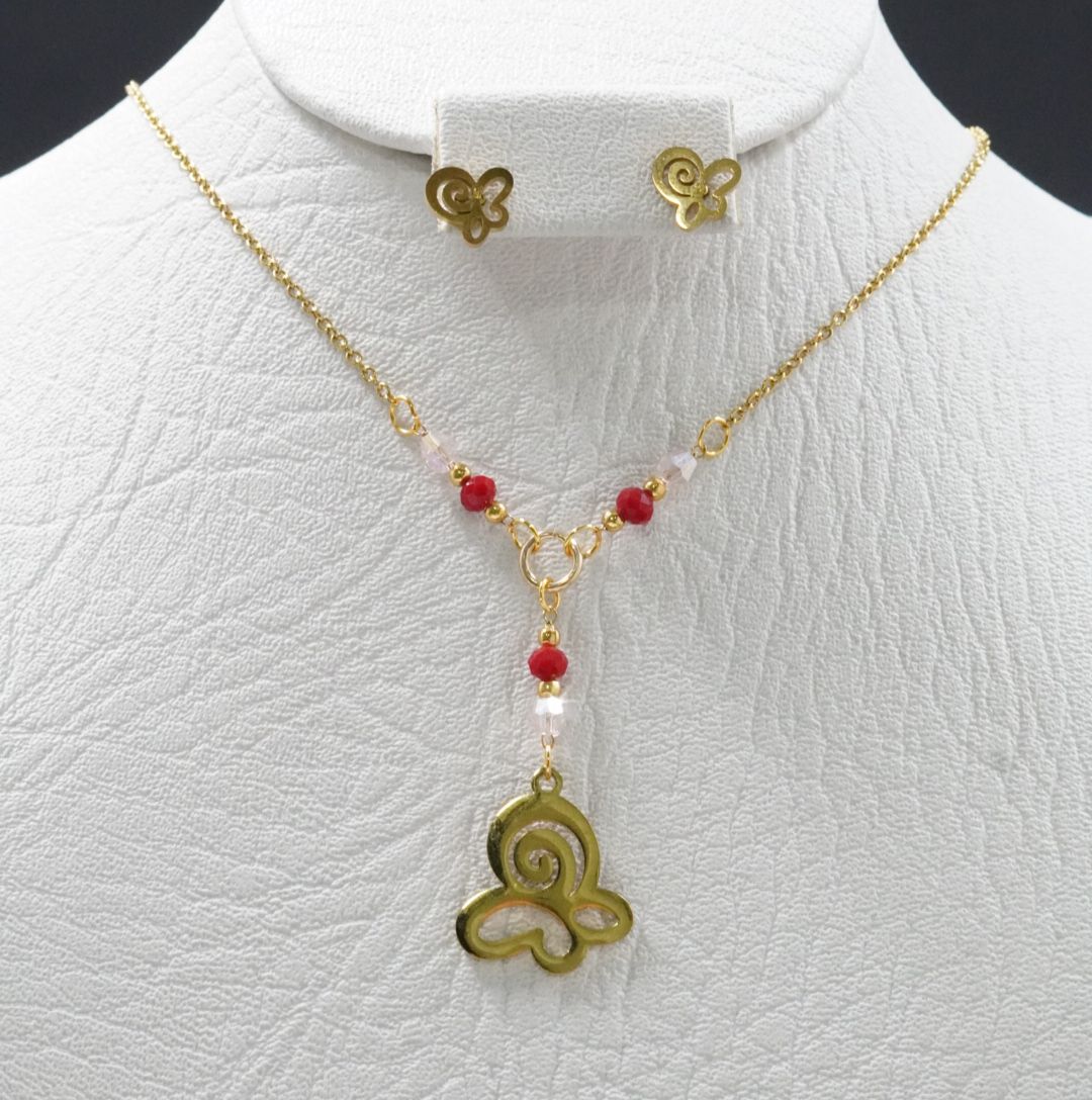 Miniatura 3 de JUEGUITO CORBATIN MURANO MARIPOSA ROSADO